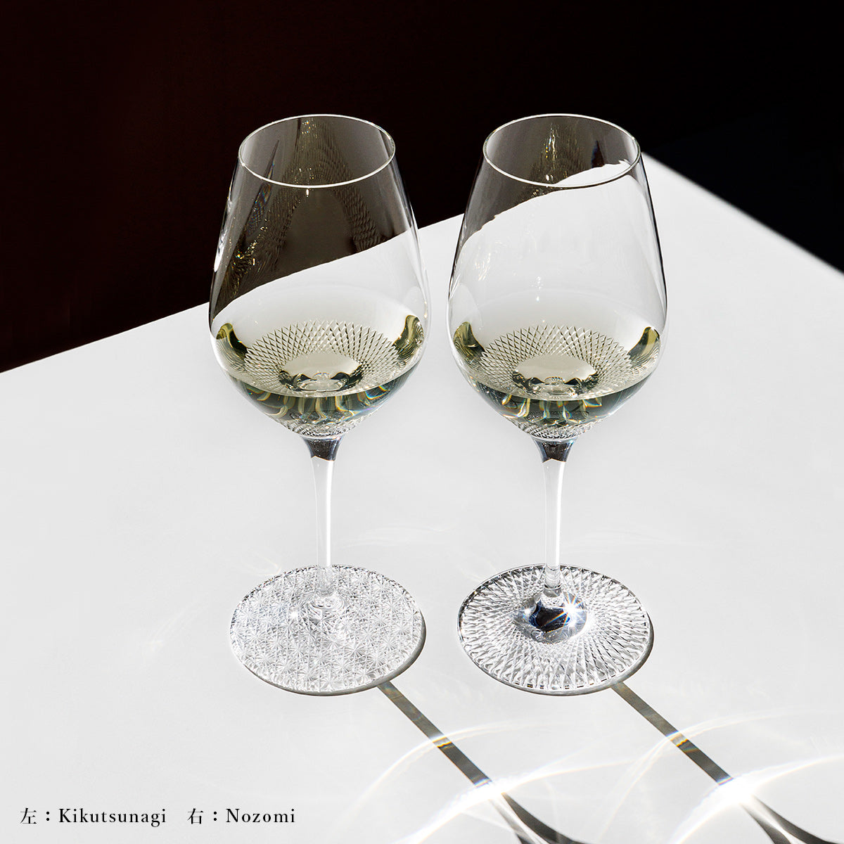 江戸切子のペアワイングラス SUI-REN（スイレン）Nozomi ボルドー